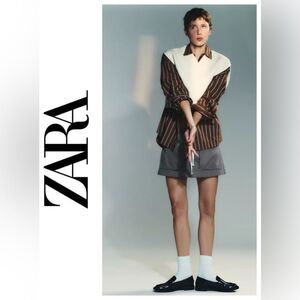 NWT Zara Classic Penny Loafers Blue Patent Faux Leather